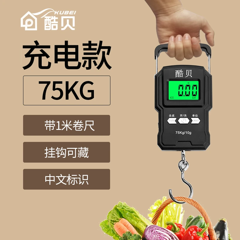 充电手提电子秤便携式小型75KG小秤弹簧便携称快递称买菜防欺诈