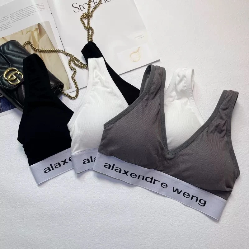 性感法式宽肩V领美背内衣女无钢圈外穿运动文胸吊带裹胸聚拢6670