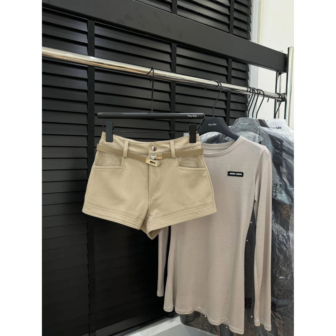 现现 附腰带！【简约时尚黑色西装短裤】休闲高腰显瘦a字阔腿靴裤