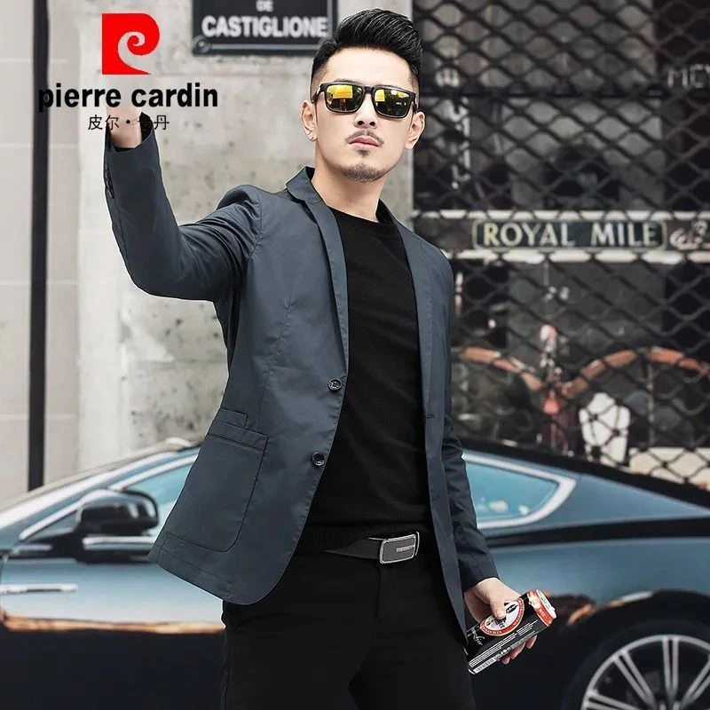 皮尔卡丹高档西服春秋新款商务休闲男士小西装外套单西上衣薄款