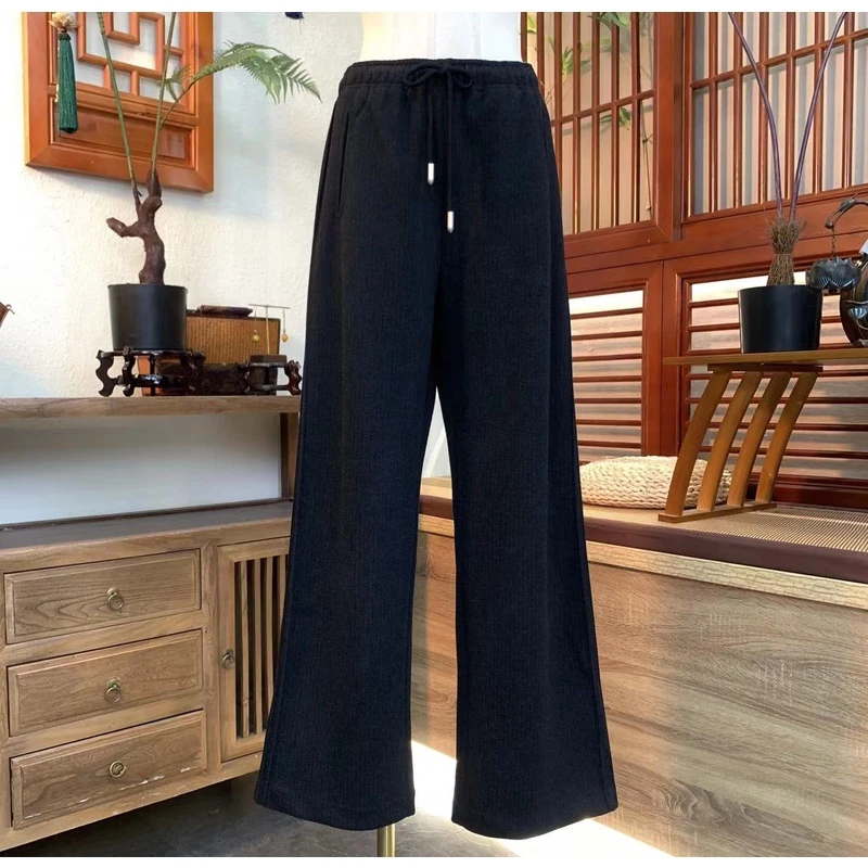 知羽香云【知韵】秋冬款时尚显瘦腰间抽绳百搭款直筒裤FY223-110