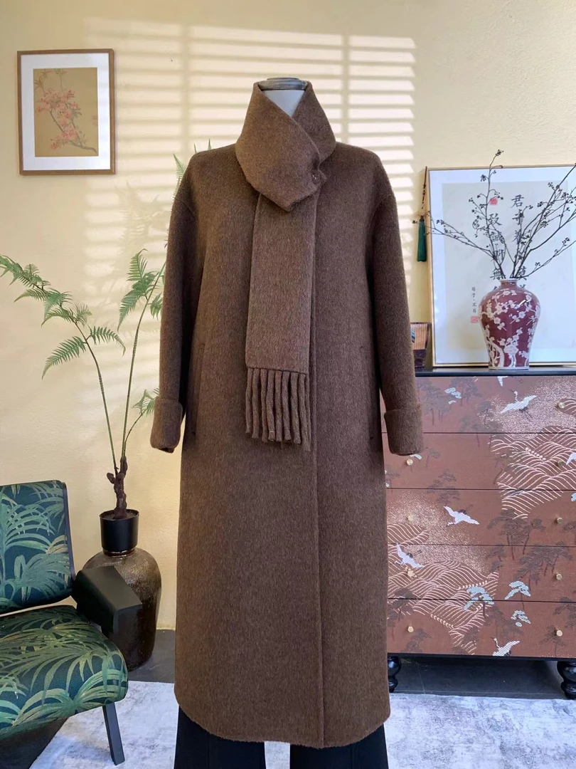 知羽.香云【静奢】秋冬进口澳洲羊毛气质中长款大衣ZY240717