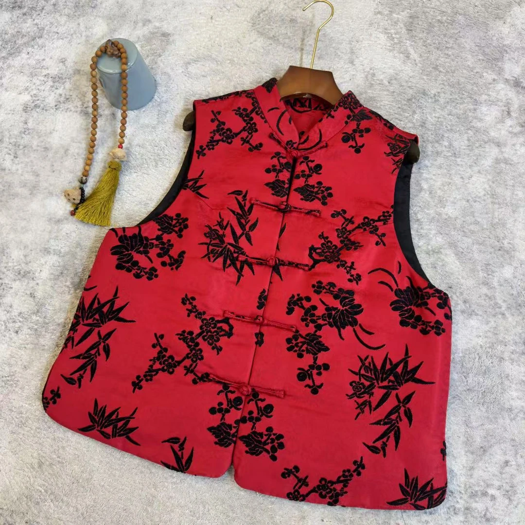 知羽.香云【诗絮】漳绒新中式秋冬国风桑蚕丝夹棉马甲背心ZY8323