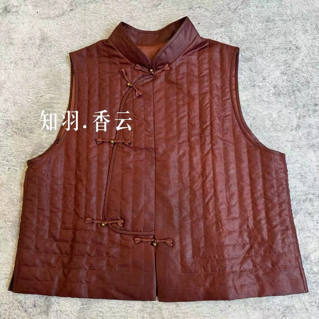 知羽.香云【若兮】国风新中式桑蚕丝香云纱立领夹棉马甲ZY30581