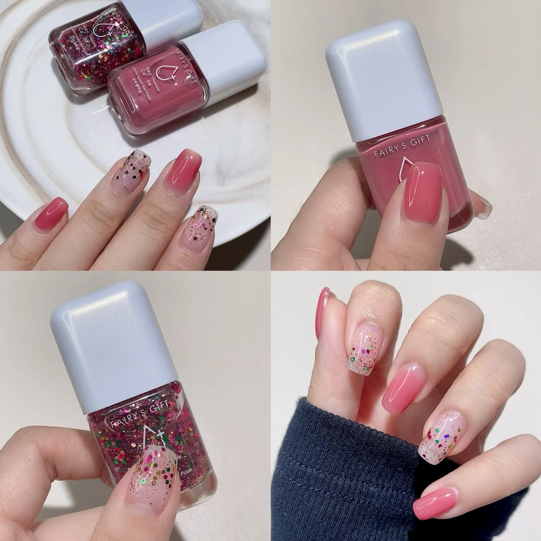 Fairy'sGift水性指甲油无味健康孕妇可用可剥免烤快干车厘子珠光