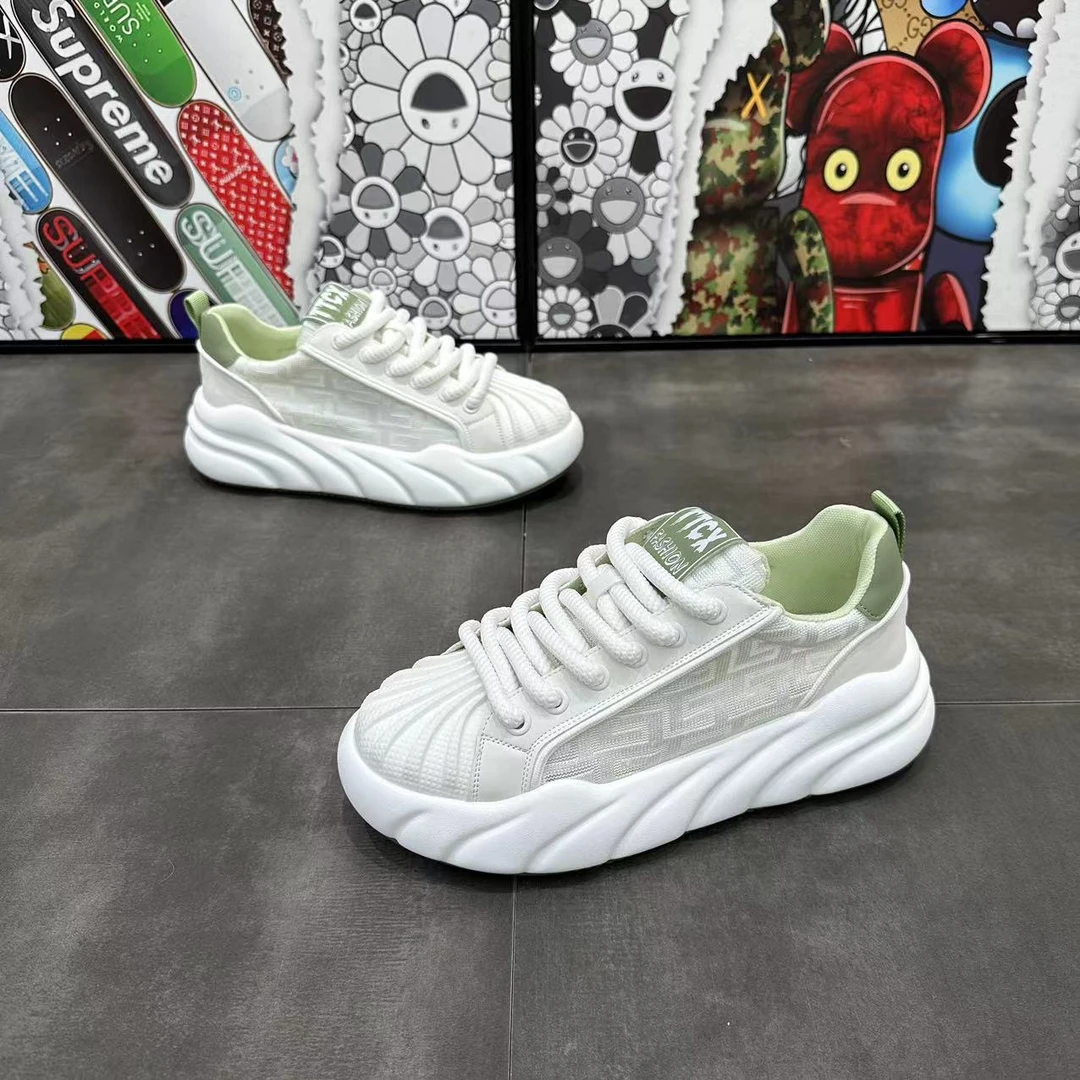 夏季男士时尚百搭冰丝网透气厚底阿甘鞋舒适轻便潮流运动休闲鞋