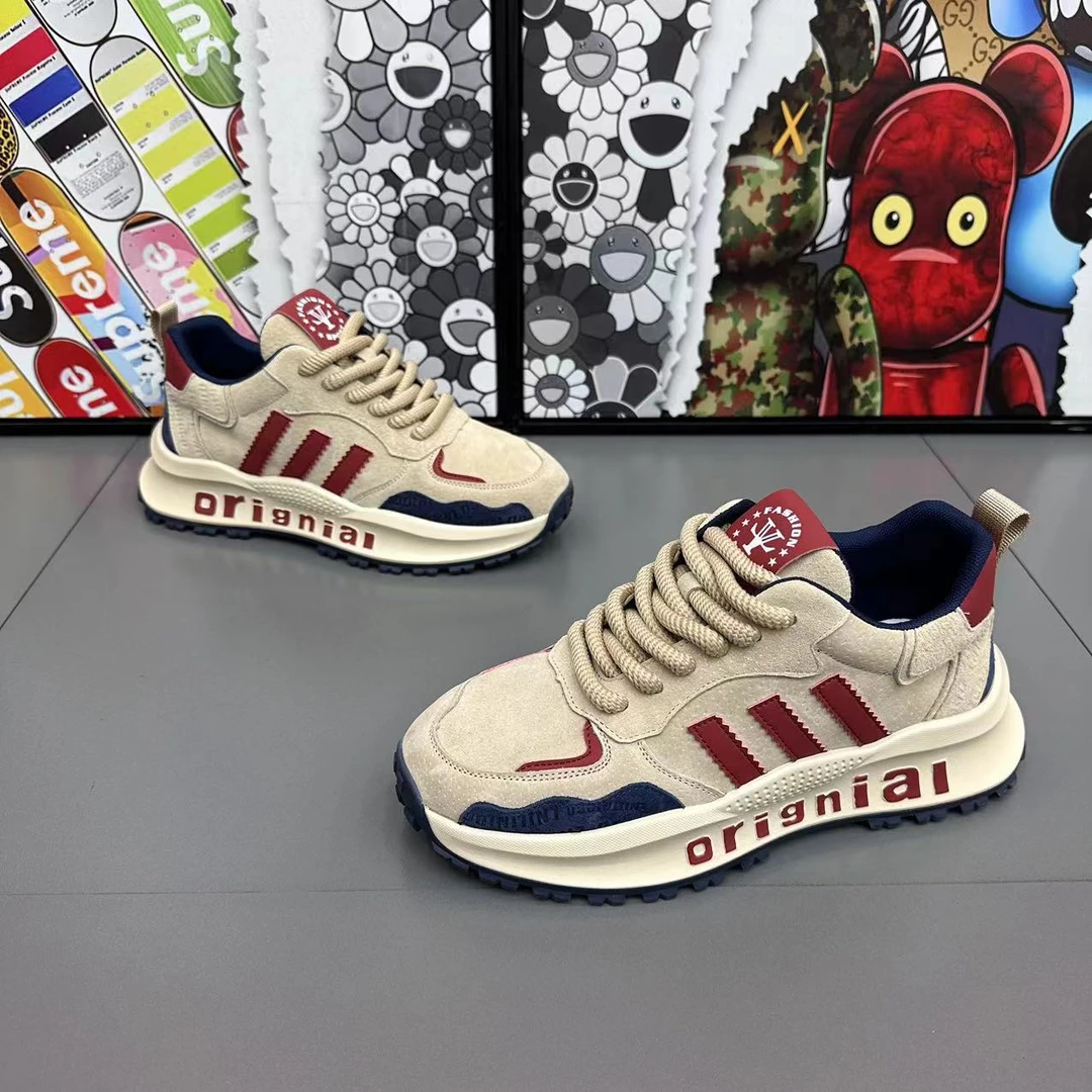 2025春季新款男士时尚百搭厚底阿甘鞋舒适软底轻奢男款潮流休闲鞋