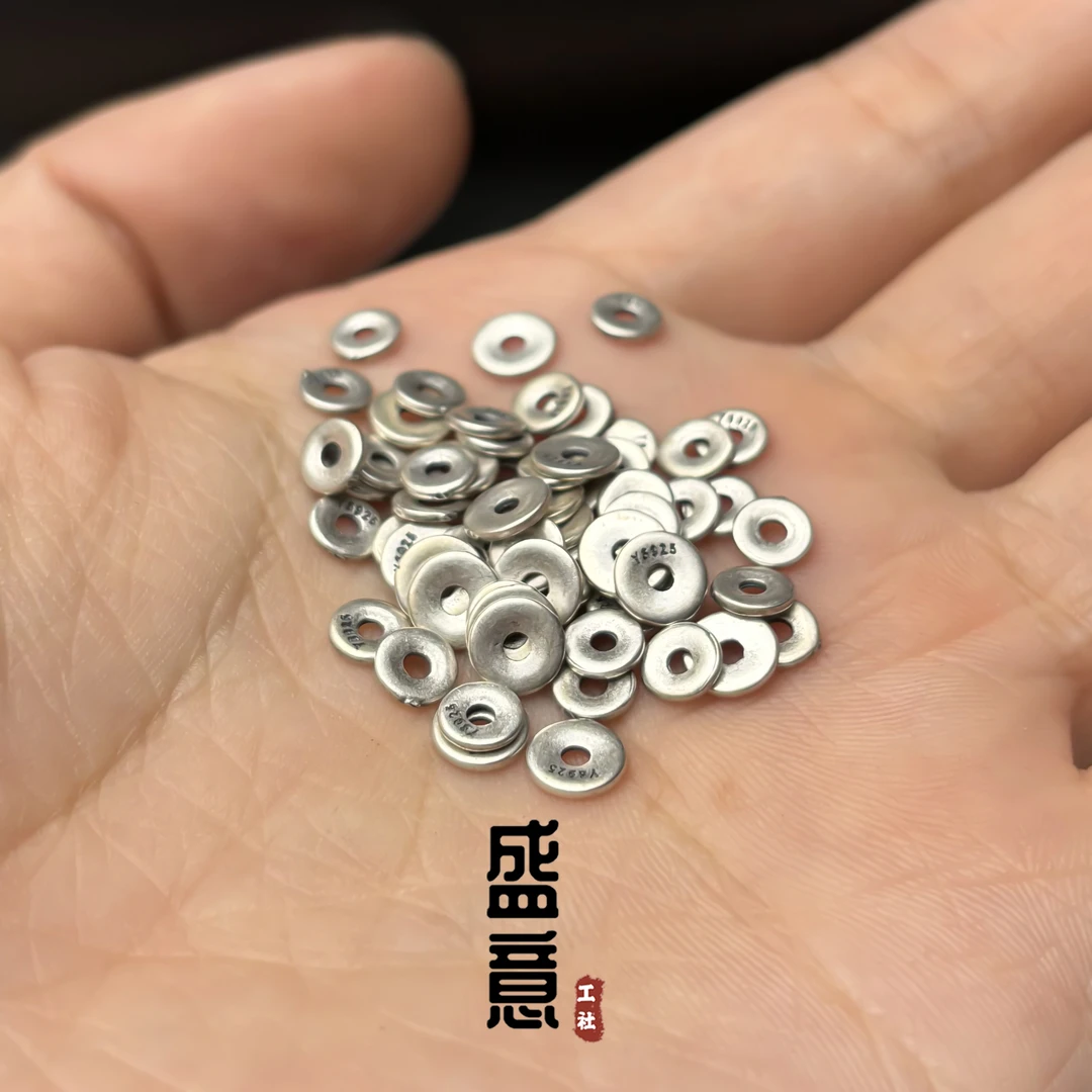 925银银制品 超薄S925古法纯银隔片星月菩提藏式文玩手串配饰