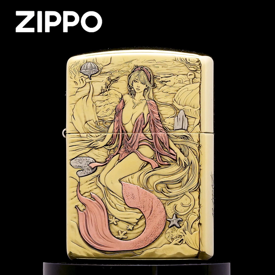 ZIPPO正品打火机/破法者【美人鱼】黄铜盔甲镶嵌浮雕男士DY9912GQ