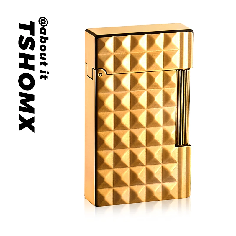 TSHOMX--金字塔男士手工制作高档复古朗声纯铜刚声侧滑经典打火机