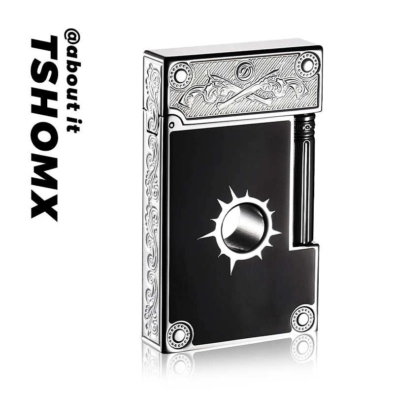 TSHOMX西部牛仔--经典手工商务男士制作高档复古朗声纯铜侧滑火机