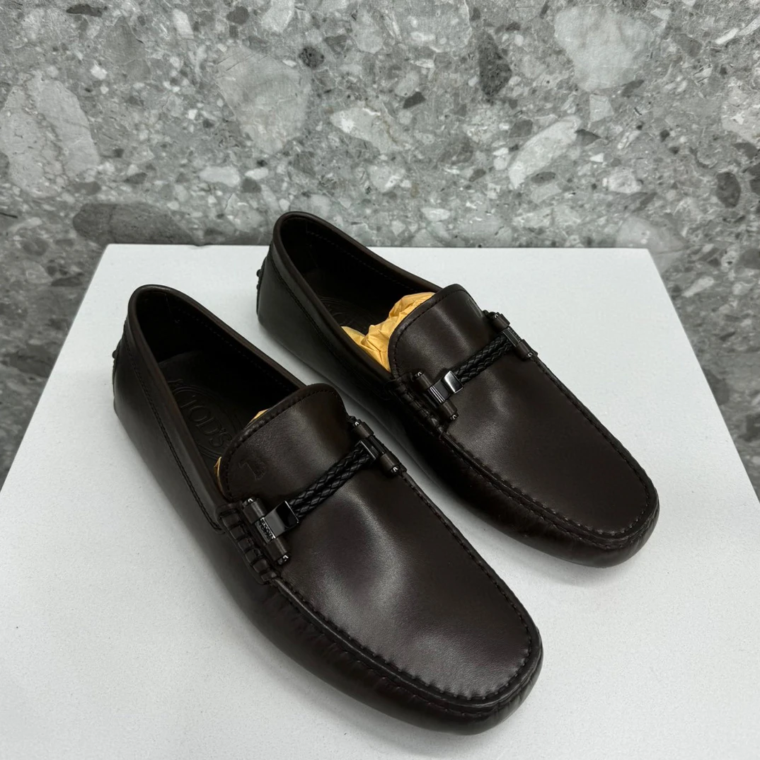 全新未使用  130121 男款tods金属编织搭扣乐福鞋