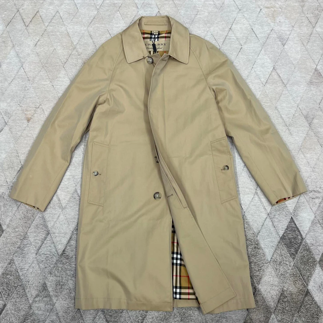 全新未使用 BURBERRY/博柏利 127831 卡其色风衣外套 格纹内里