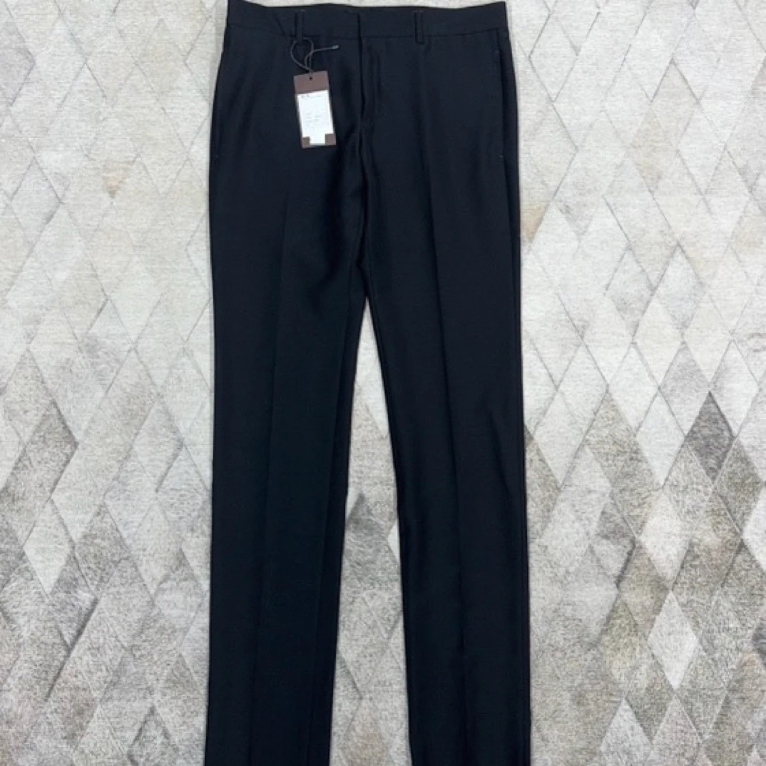 全新未使用 GUCCI/古驰 男款黑色直筒休闲西裤