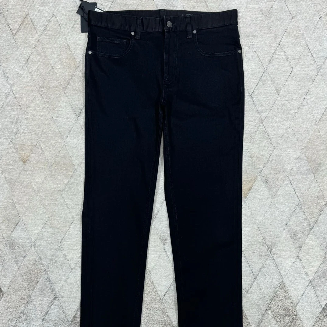 全新未使用 ErmenegildoZegna 128646 男款黑色弹力休闲牛仔裤