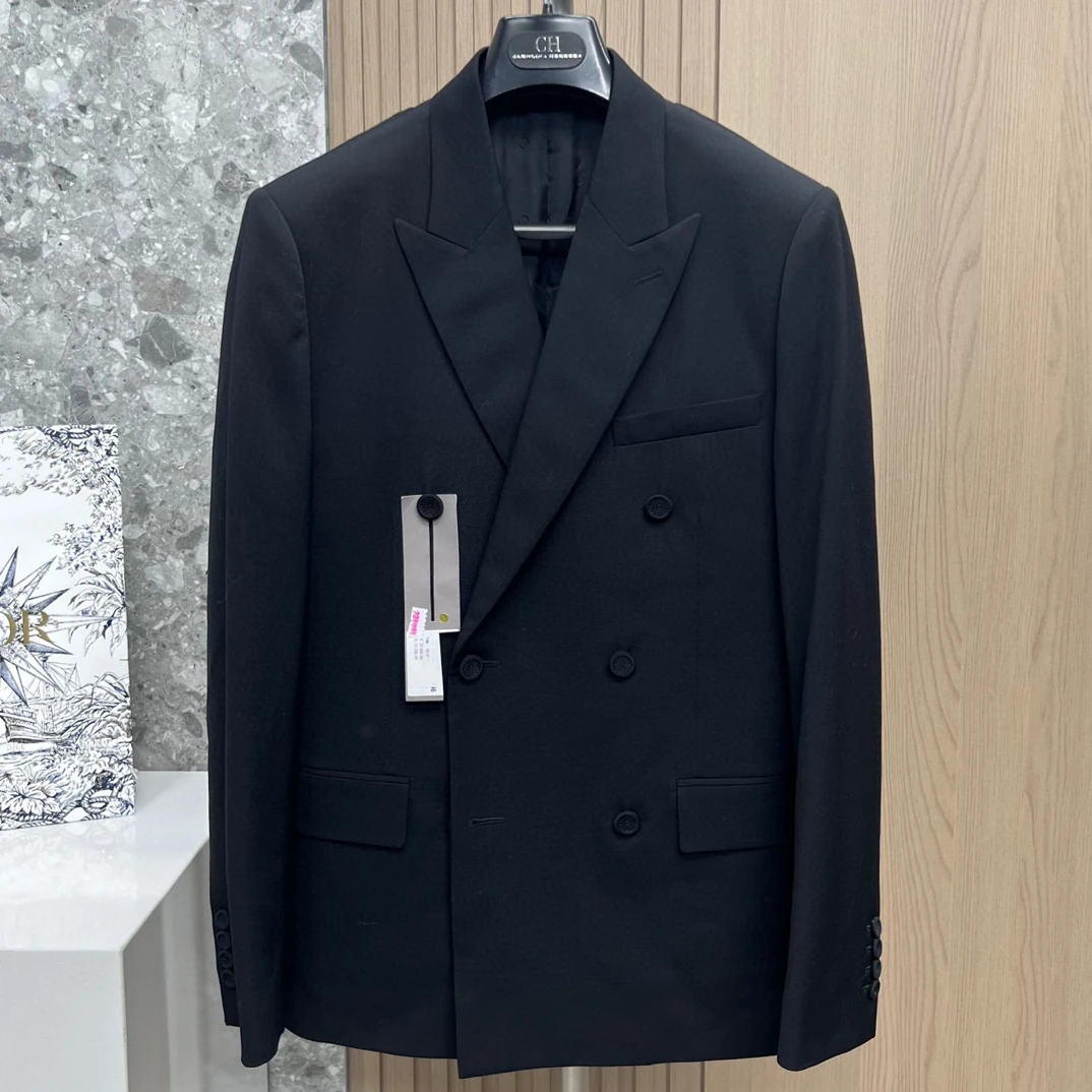 全新未使用 DIOR/迪奥 131584 男款双排扣羊毛西服夹克