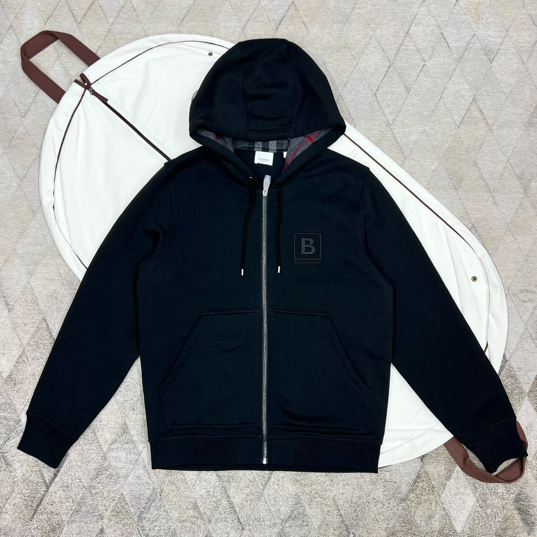 全新未使用 BURBERRY/博柏利 127246 格纹内里刺绣连帽夹克外套