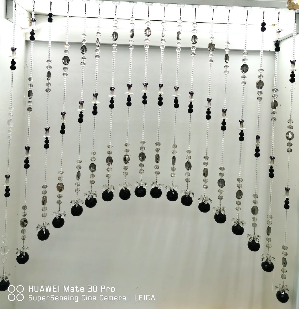 餐厅客厅软隔断黑灰色百财款水晶珠帘