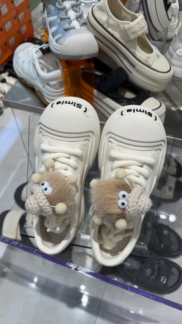 2024秋新款可拆卸休闲百搭超软底系带开口笑真皮板鞋女鞋