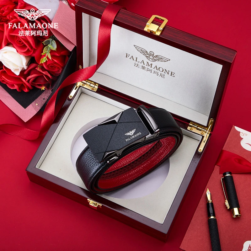 法莱阿玛尼轻奢男真皮百搭裤腰带经典纯牛皮年轻人名牌男士腰带