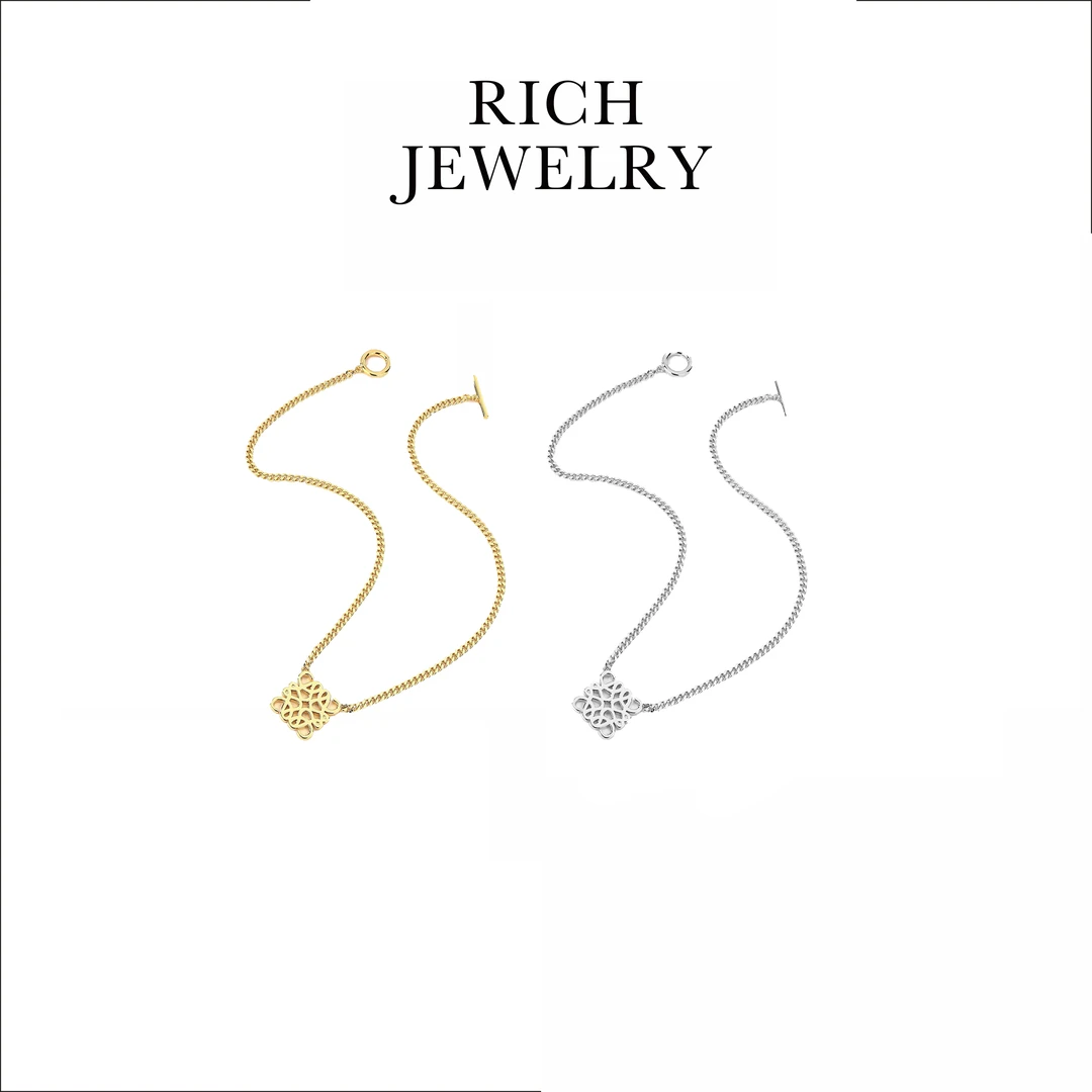 铜合金项链 RICH JEWELRY 欧美新款线条镂空项链女款锁骨链 32145