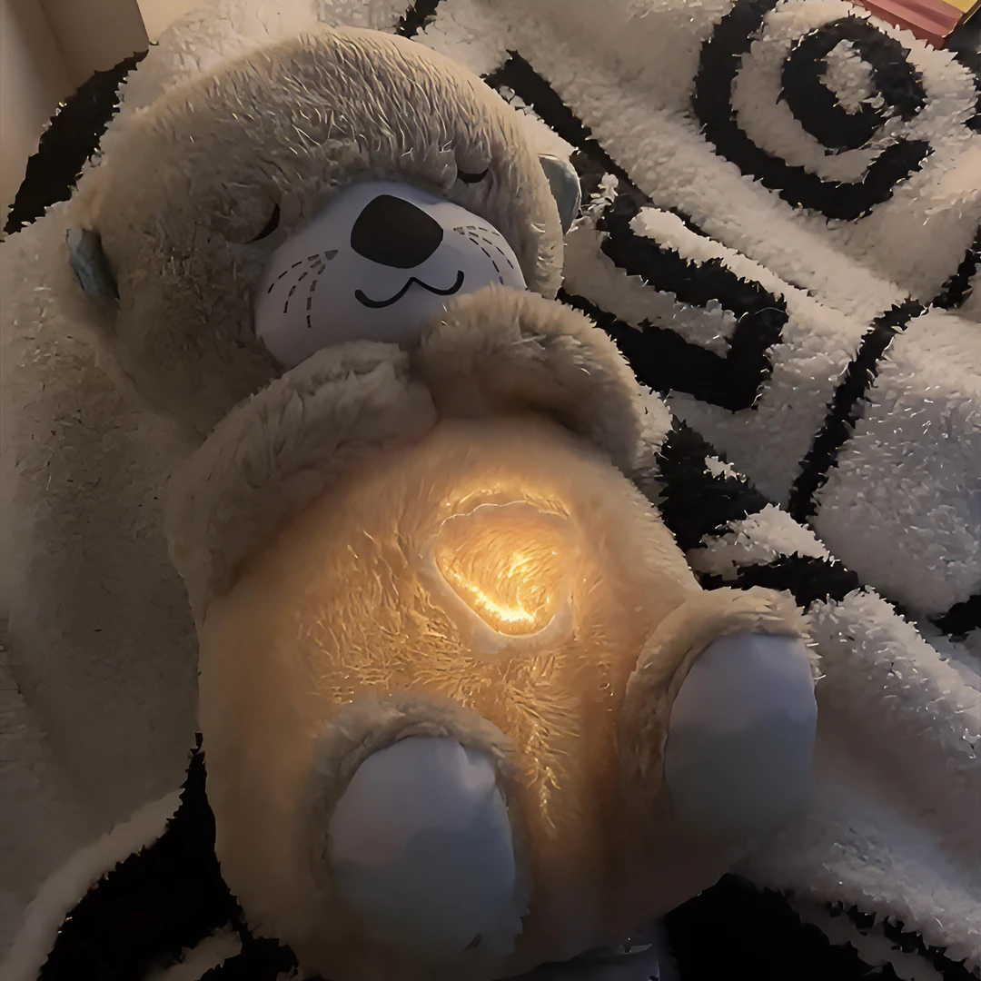 会呼吸的水獭玩具抱抱熊女孩哄睡觉公仔宝宝陪睡安抚玩偶毛绒玩具