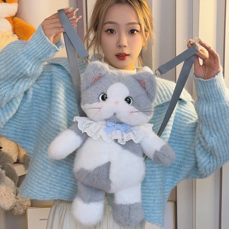 会跑步的可爱猫咪玩偶双肩包背包包女毛绒玩具公仔送女生生日礼物