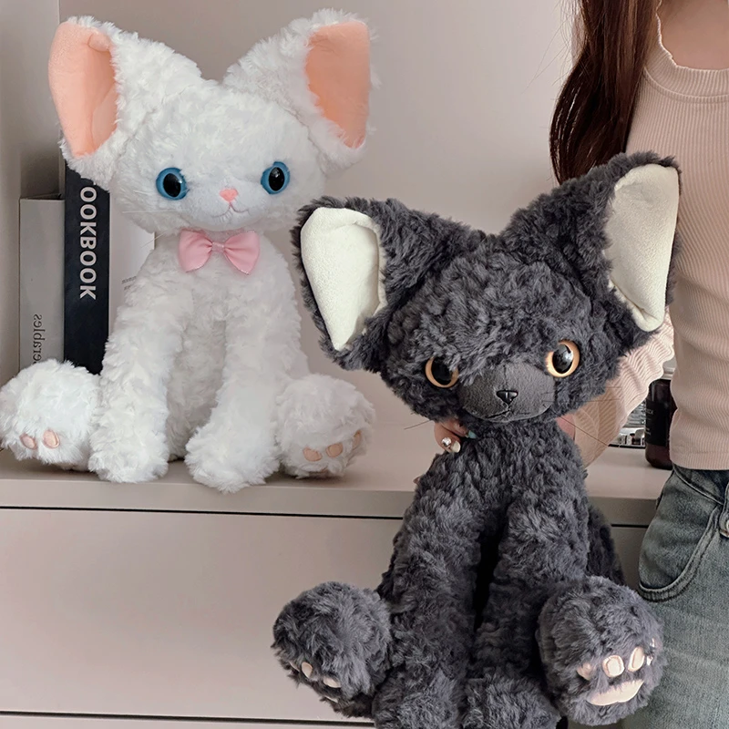 超萌黑色猫咪德文卷毛猫同款黑猫玩偶公仔玩具送生日礼物女生