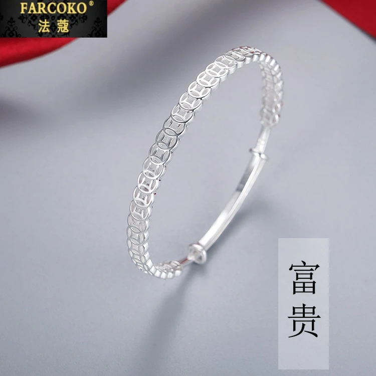 法蔻富贵手镯女轻奢小众实心镯子新款送女友老婆生日情人节礼物