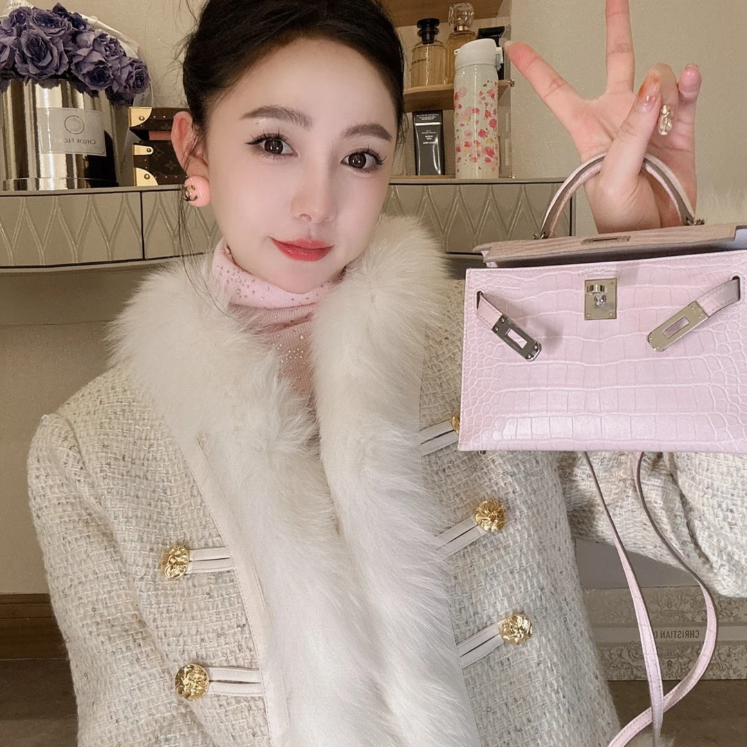 田娇baby 白色毛毛小香风羽绒服外套时尚气质洋气名媛轻奢秋冬款