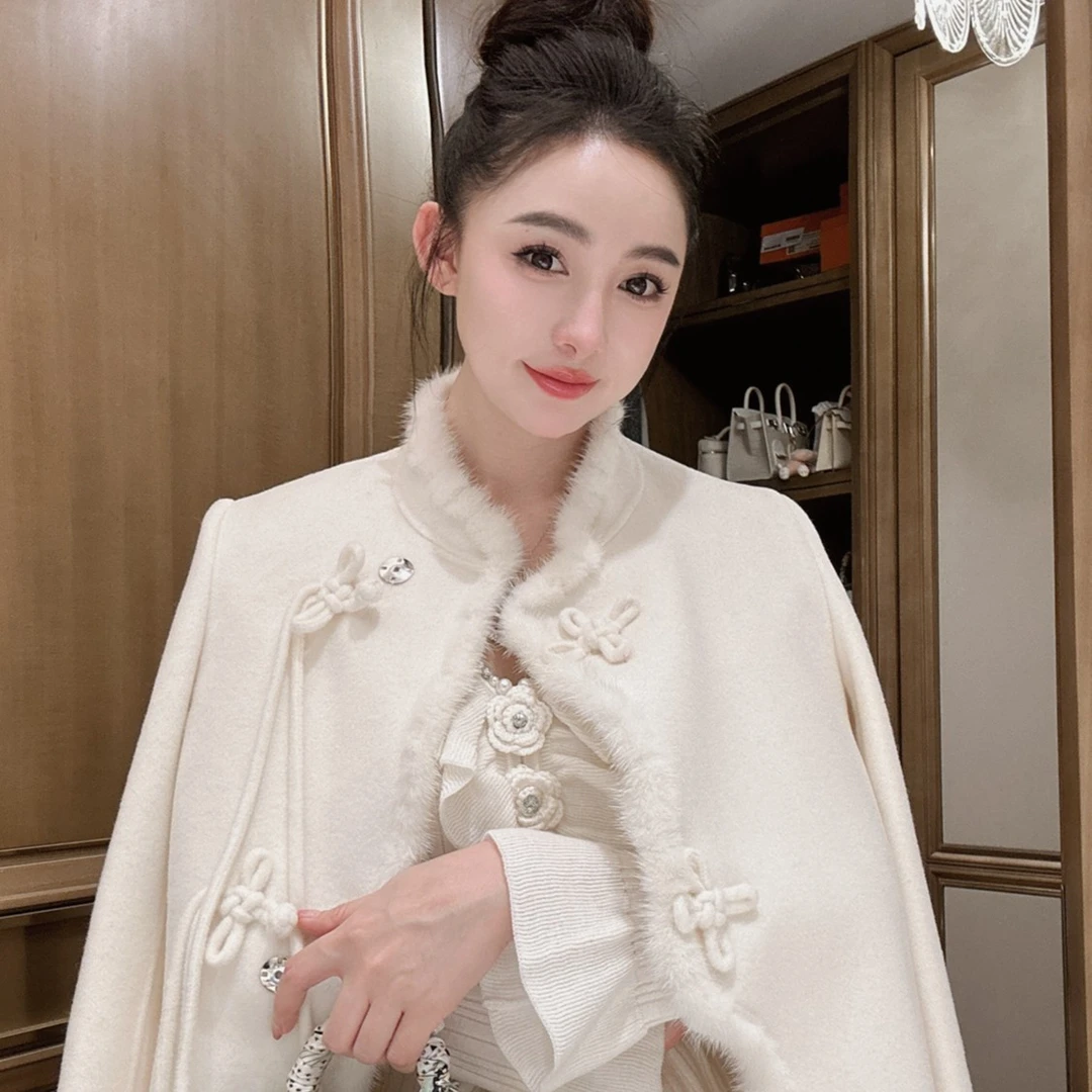 田娇baby 白色新中式盘扣外套中国风气质经典高级大气温暖秋冬款