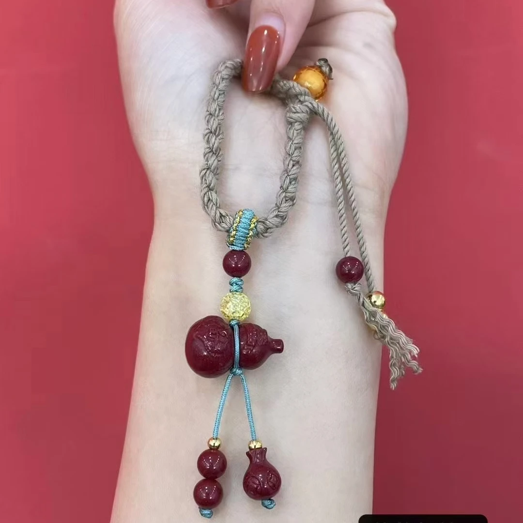 天然辰砂（10.2克）天然朱砂葫芦包挂钥匙扣国检标准高含量正品朱砂