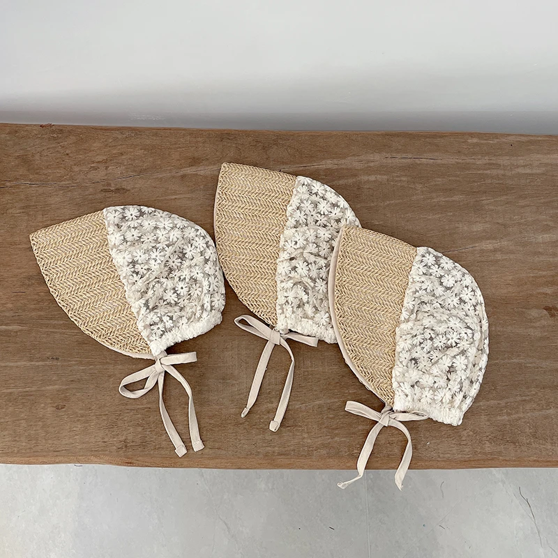 婴儿宫廷帽夏款蕾丝透明网纱洋气遮阳帽子4-24个月宝宝防晒帽胎帽