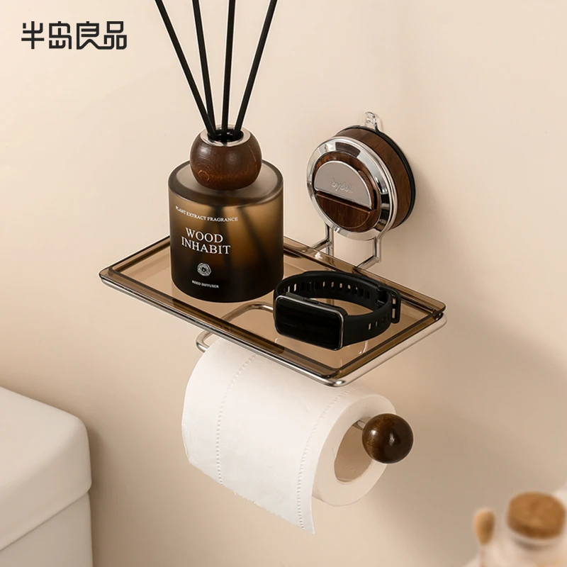 【创想家居】吸盘卷纸架卫生间免打孔家用壁挂式纸巾架大容量收纳架