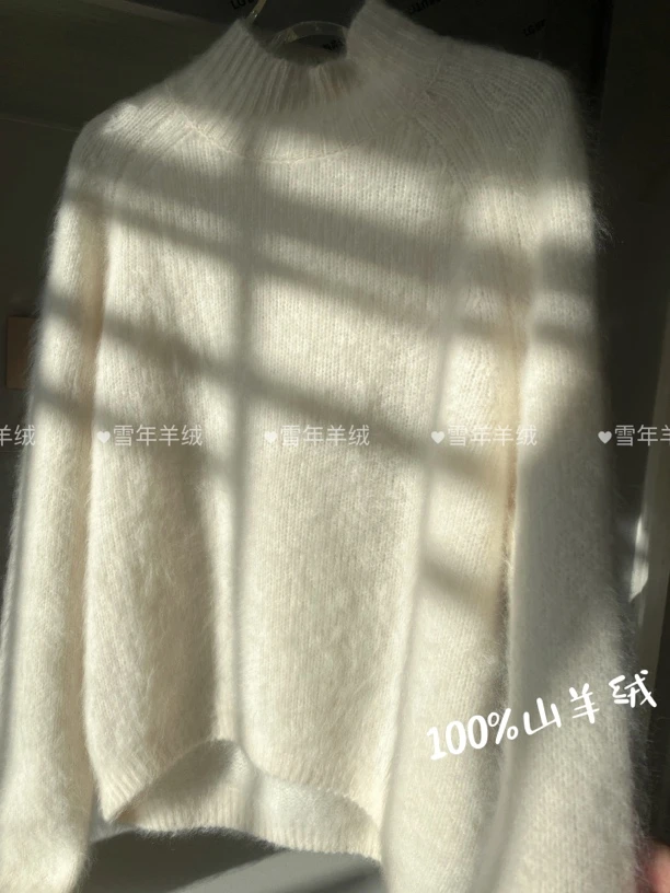 【晓雪家】拉绒羊绒女套衫毛衣云朵般柔软舒适半高领