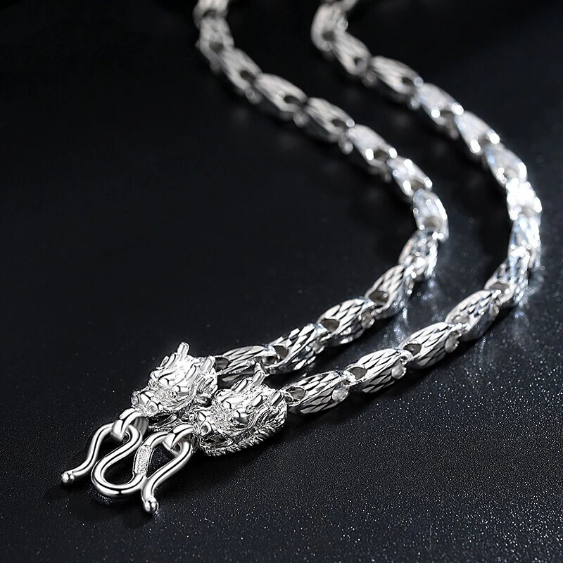 老凤凰【翱翔】999纯银项链男士霸气龙头项链潮男银项链