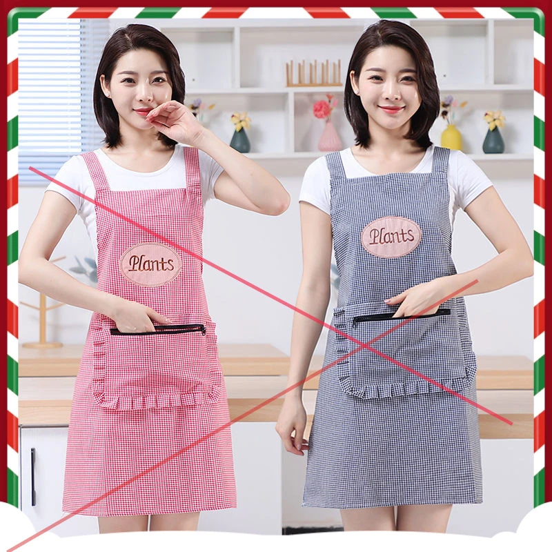纯棉女围裙罩衣时尚透气厨房家用韩版夏季薄款背带围裙厨房专用