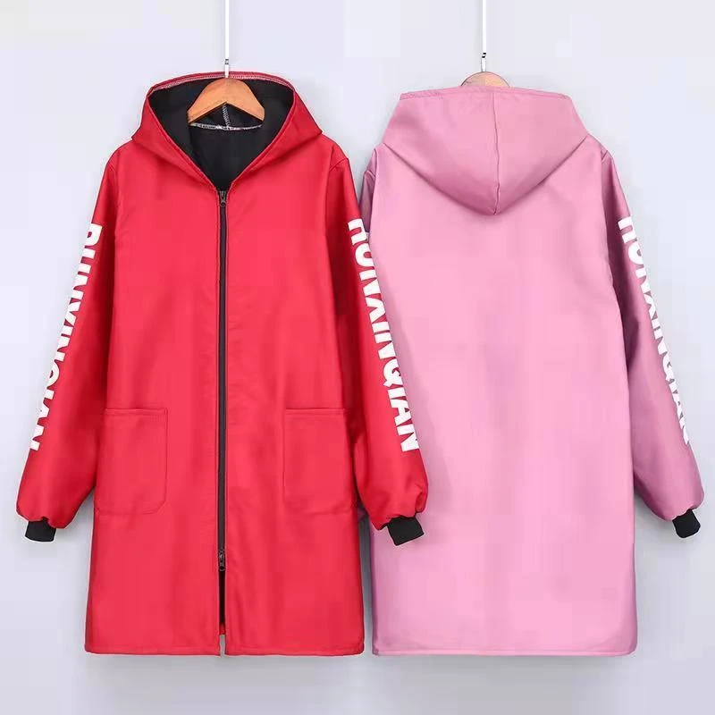 加绒罩衣长袖围裙正穿衣上衣工作服防水防油饭店触犯带帽袄男女厚