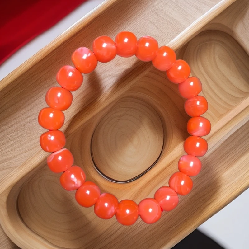 南红手串，瓦西原矿老型冰红时尚单圈满色百搭经典手链