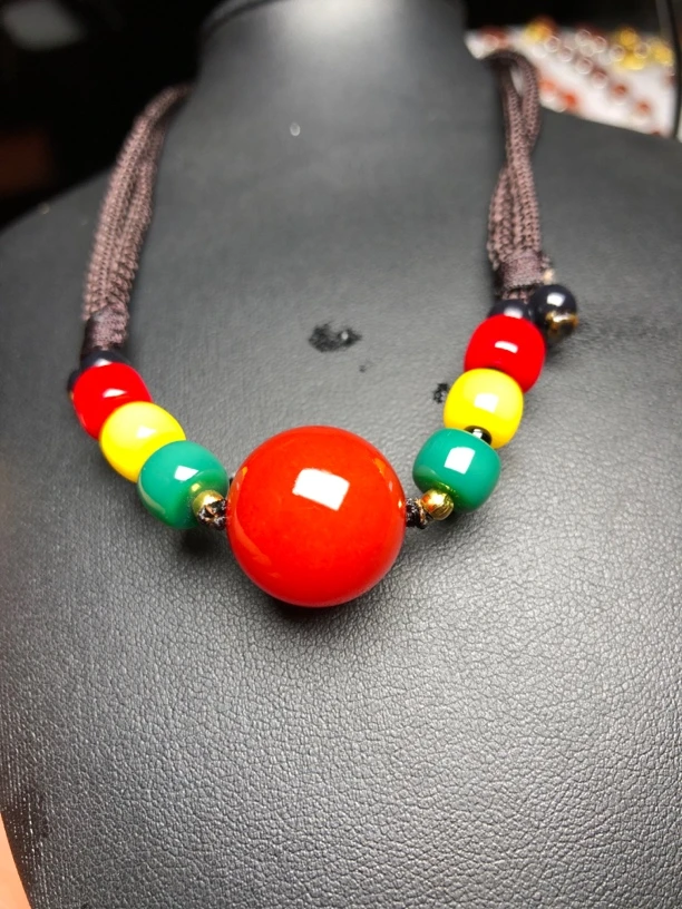 南红，保山锦红全棉，满砂锁骨珠，挂件，百搭款，尺寸14-21