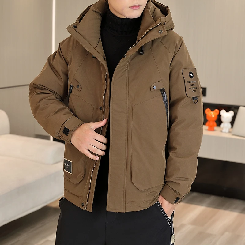 创意维度/冬季户外连帽羽绒服男士加厚保暖中青年拉链口袋外套870