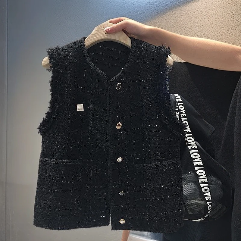 2024秋季新款复古马甲女款外穿宽松百搭无袖法式马甲开衫气质女A1