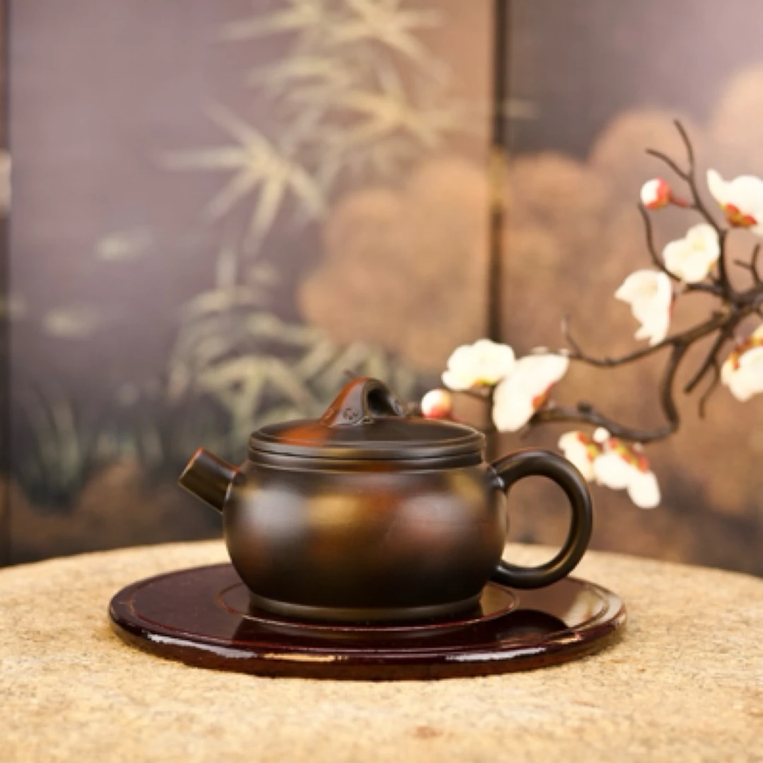 新款大口汉瓦原矿紫陶如意炮嘴汉瓦手工茶具茶壶紫陶壶大容量凤鸣