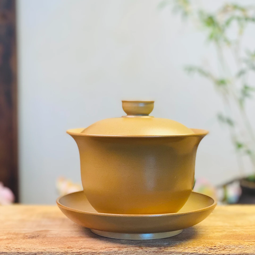 薄胎盖碗～180cc.  建水紫陶白泥电柴烧手工茶具中式茶碗