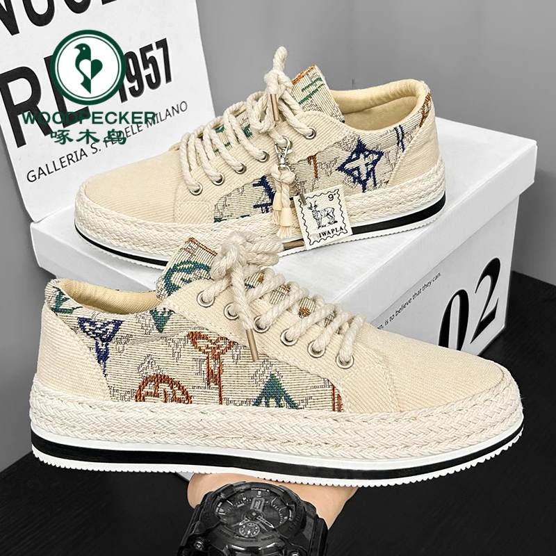 爵浪新款2025春季百搭低帮韩版透气时尚潮流薄款板鞋老北京布鞋