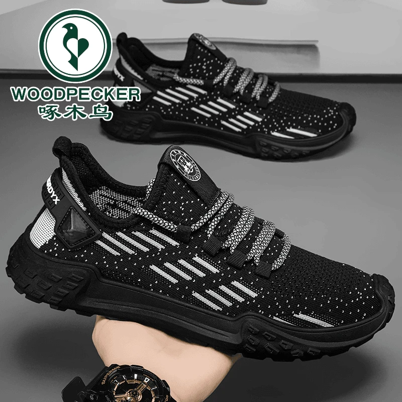 【爵浪正品】2025新款男鞋春季透气飞织网面网鞋运动休闲跑步潮鞋