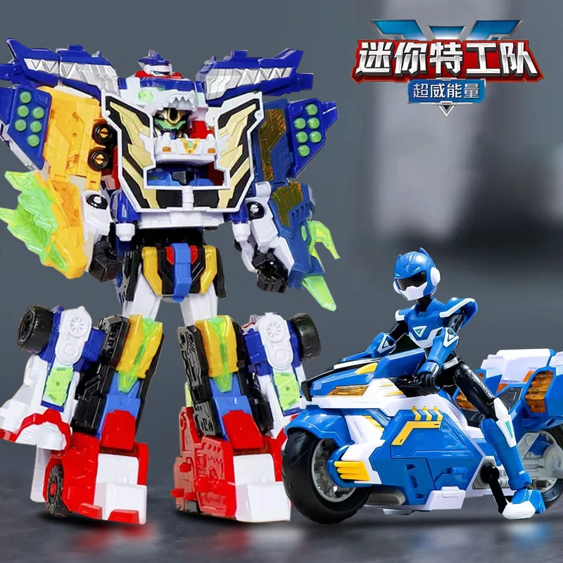 迷你特工队五之超威能量儿童福乐吉娜人偶摩托车可动变形机甲玩具