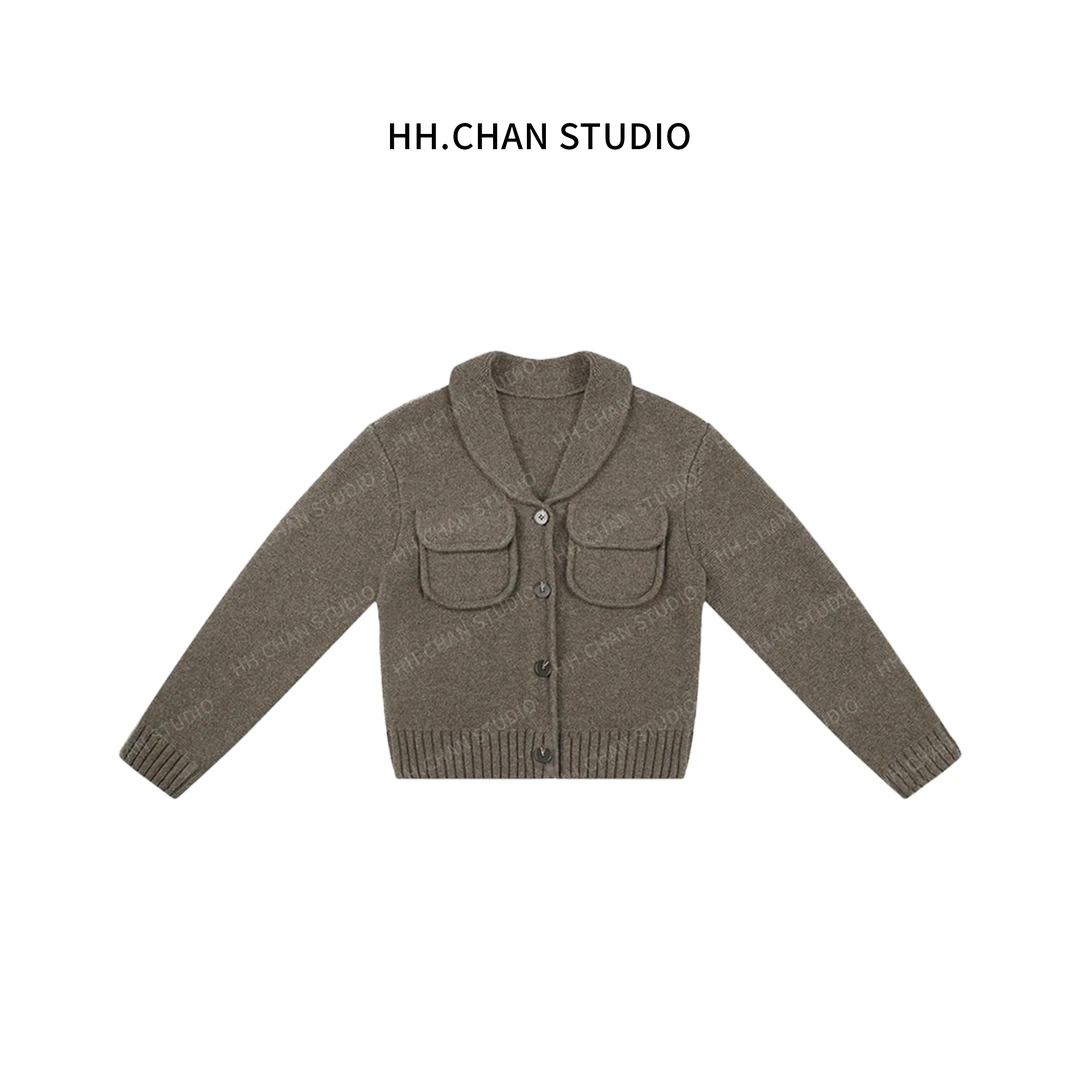 HH.CHAN“美拉德“100%高定羊毛翻领美拉德色系毛衣针织衫