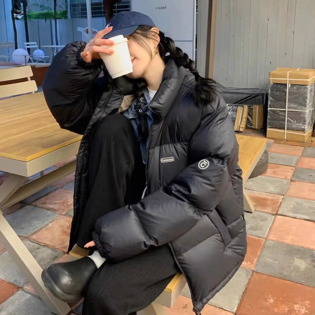 波司澄羽绒服女短款2023年新款covernat男女情侣面包服白鸭绒加厚