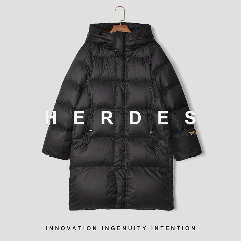 HERDERS 黑色潮流时尚黑金长款羽绒服 246918